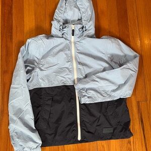 LL Bean Light Blue and Dark Blue Hooded Windbreaker Jacket